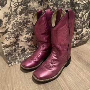 Old West Pink Metallic Cowboy Boots
